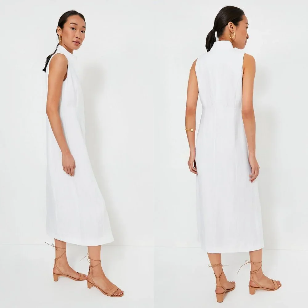 Tuckernuck NEW White Leighton Sleeveless Linen Button Down Midi Dress XS - Picture 2 of 11